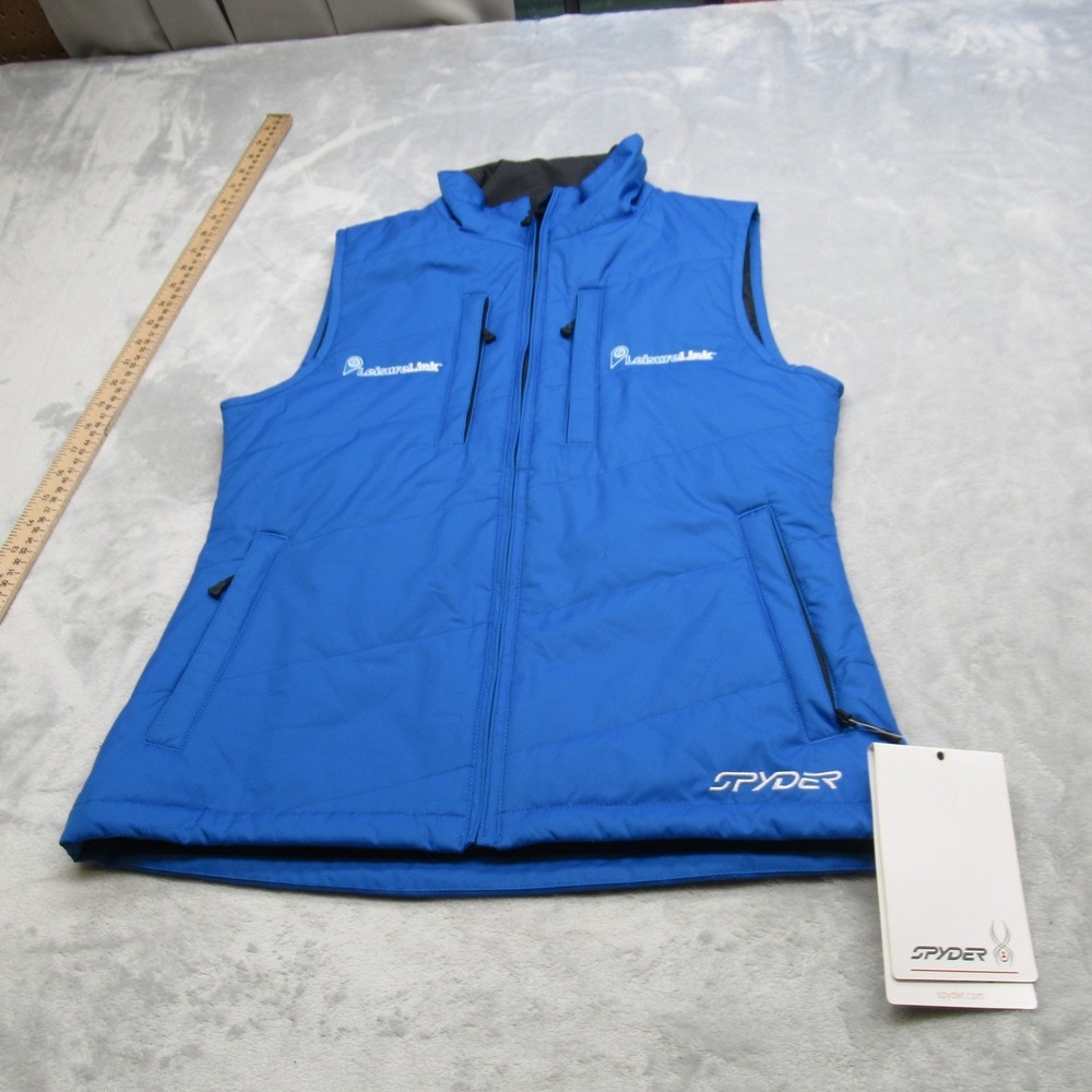 Spyder Icon Vest Women 6 Blue Zip Pockets Collegiate Full Zip Puffer Logo NEW